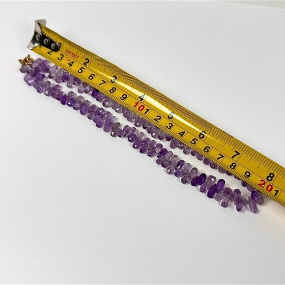 Vintage Natural Amethyst Beaded Necklace 16” Faceted Teardrop Gemstone Boho - Picture 10 of 13